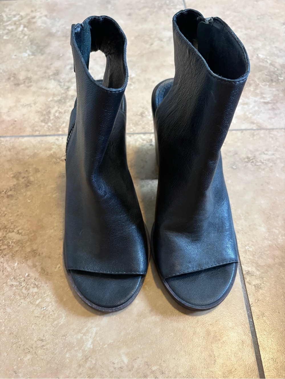 Steve Madden Black Open-Toe Ankle Boots